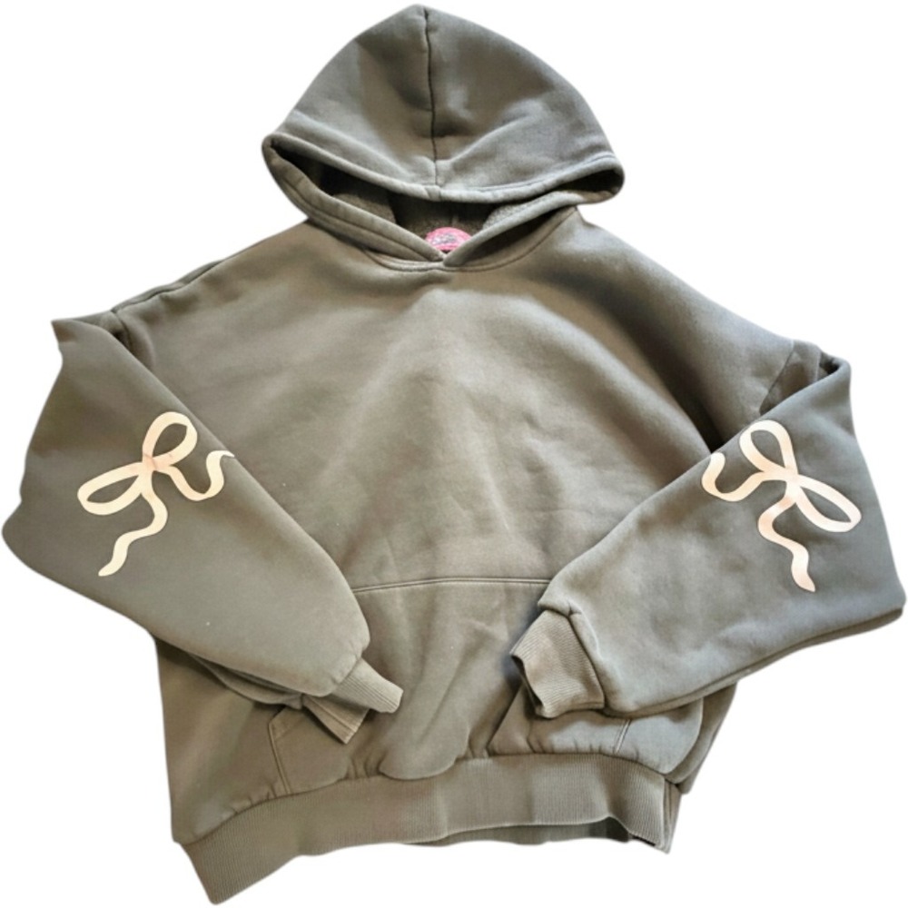 Edikted Bow Sleeve Oversized Hoodie Sweatshirt Sz Small